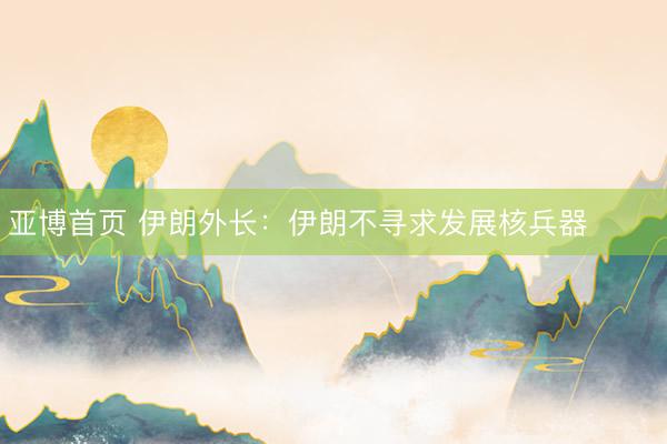 亚博首页 伊朗外长：伊朗不寻求发展核兵器 ​​​
