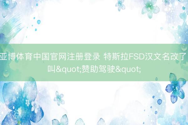 亚博体育中国官网注册登录 特斯拉FSD汉文名改了，叫"赞助驾驶"